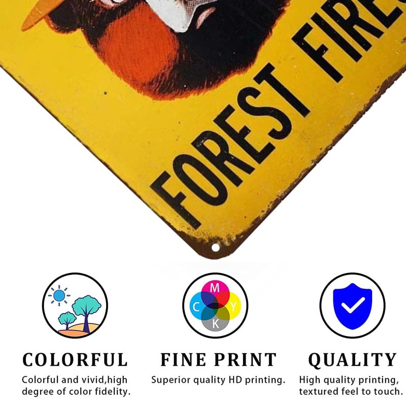 CCPARTON Smokey Bear Prevent Forest Fires Outdoors Metal Tin Sign Wall Decor Retro Metal Signs 8x12 Inch - Image 4